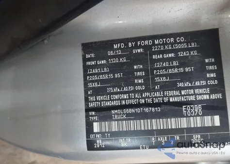 2013 Ford Transit Connect Xlt from USA, damaged, VIN NM0LS6BN1DT167813